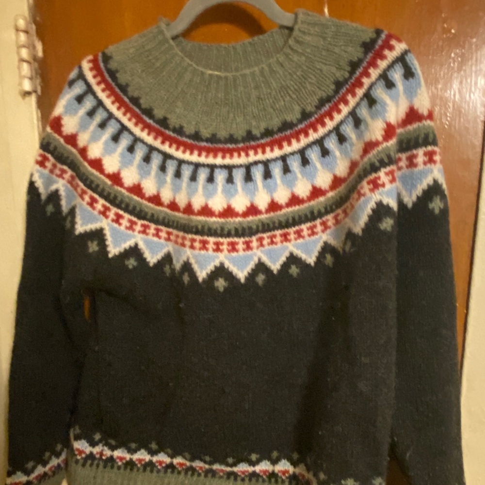 Vintage Eddie Bauer Nordic Fair Isle 100% Wool Knit Sweater - Womens XL